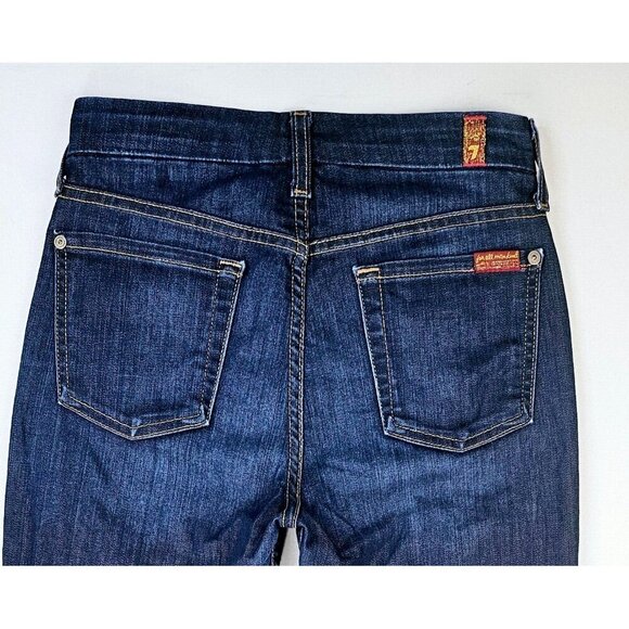 7 For All Mankind Size 24X28 Womens The Mid Rise Ankle Skinny Blue Denim Jeans - Picture 9 of 12